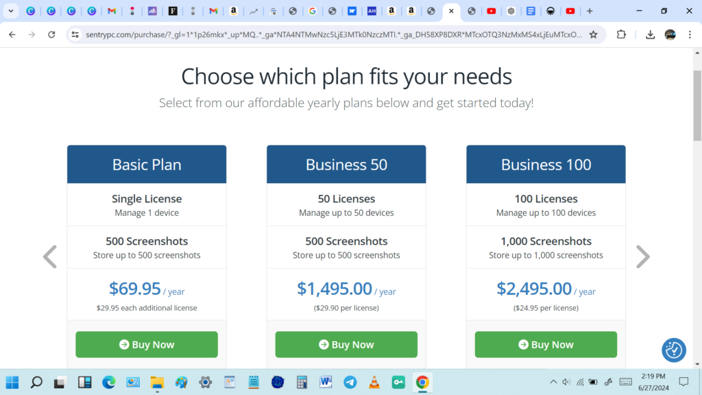 sentryPC Pricing and Plans