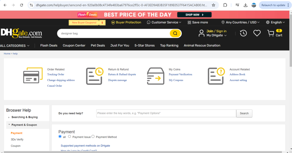 DHgate Payment Methods 