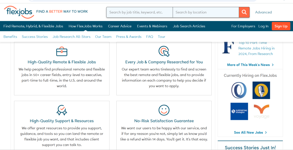 FlexJobs key features